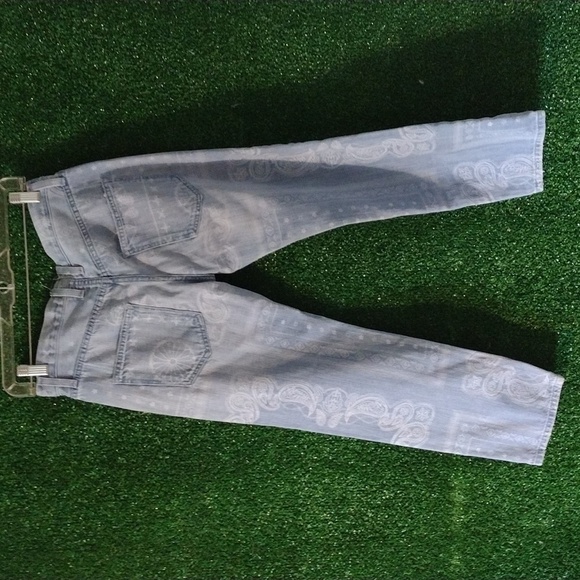 Current/Elliott Blue Boyfriend Badass Bandana Jeans Relaxed Fit - Picture 6 of 7